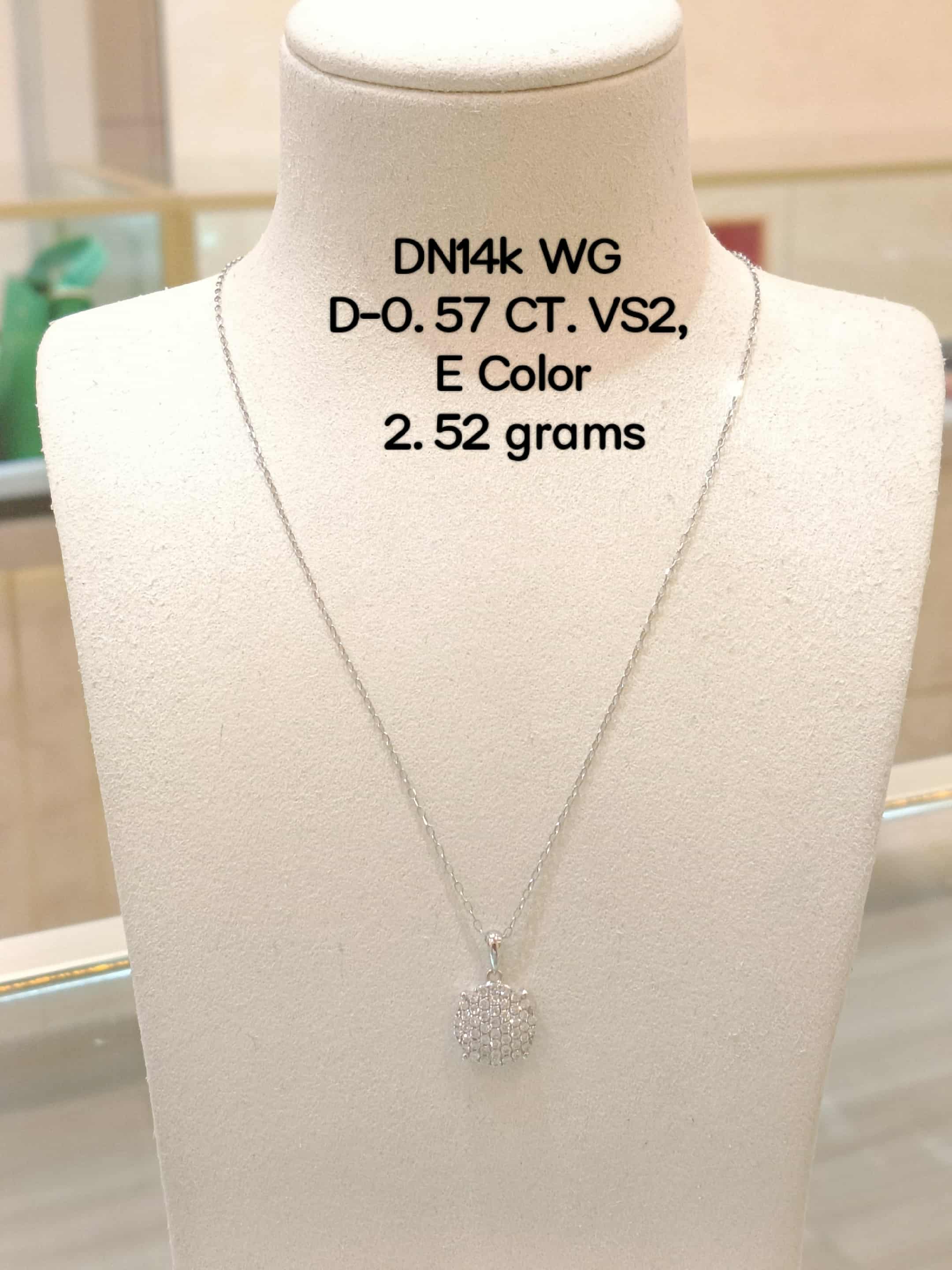 14k White Gold Diamond Pendant Necklace