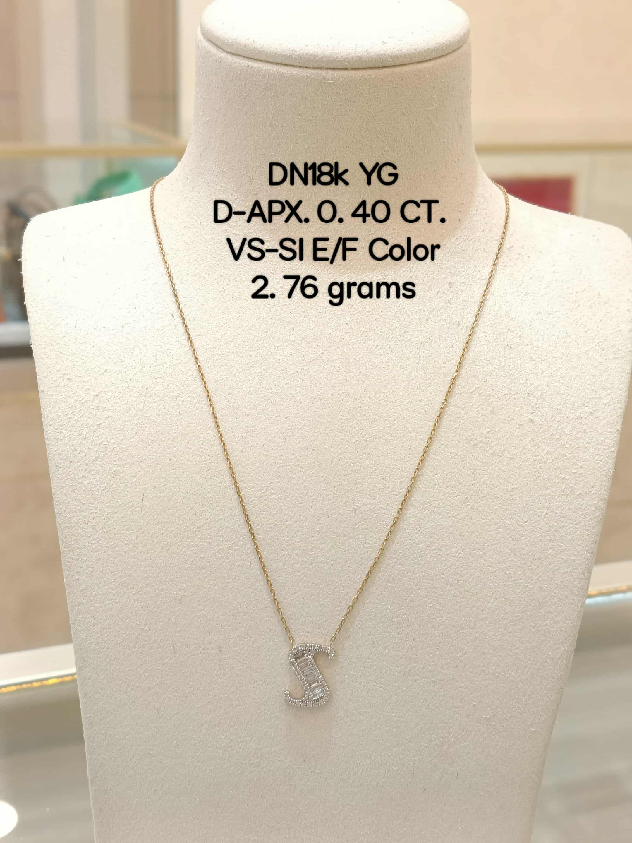 Yellow Gold Charm Necklace with Round Brilliant Cut Diamond Pendant