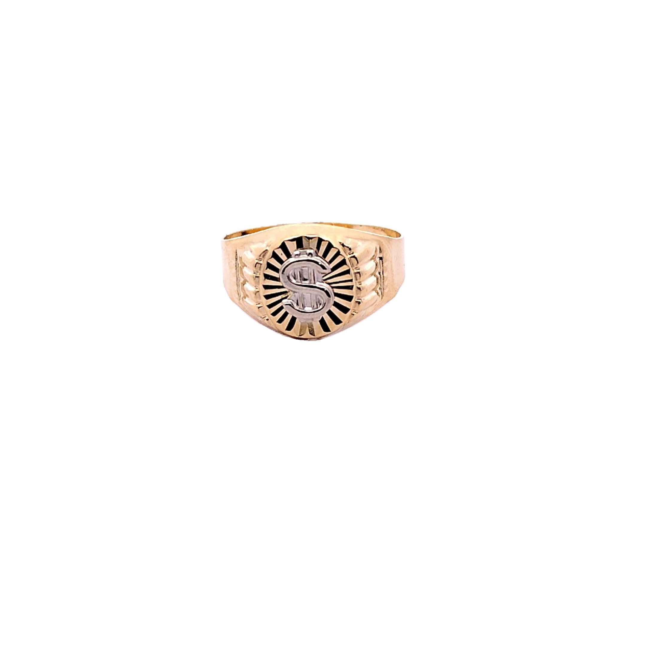 Round Men's Ring with Embossed Dollar Sign