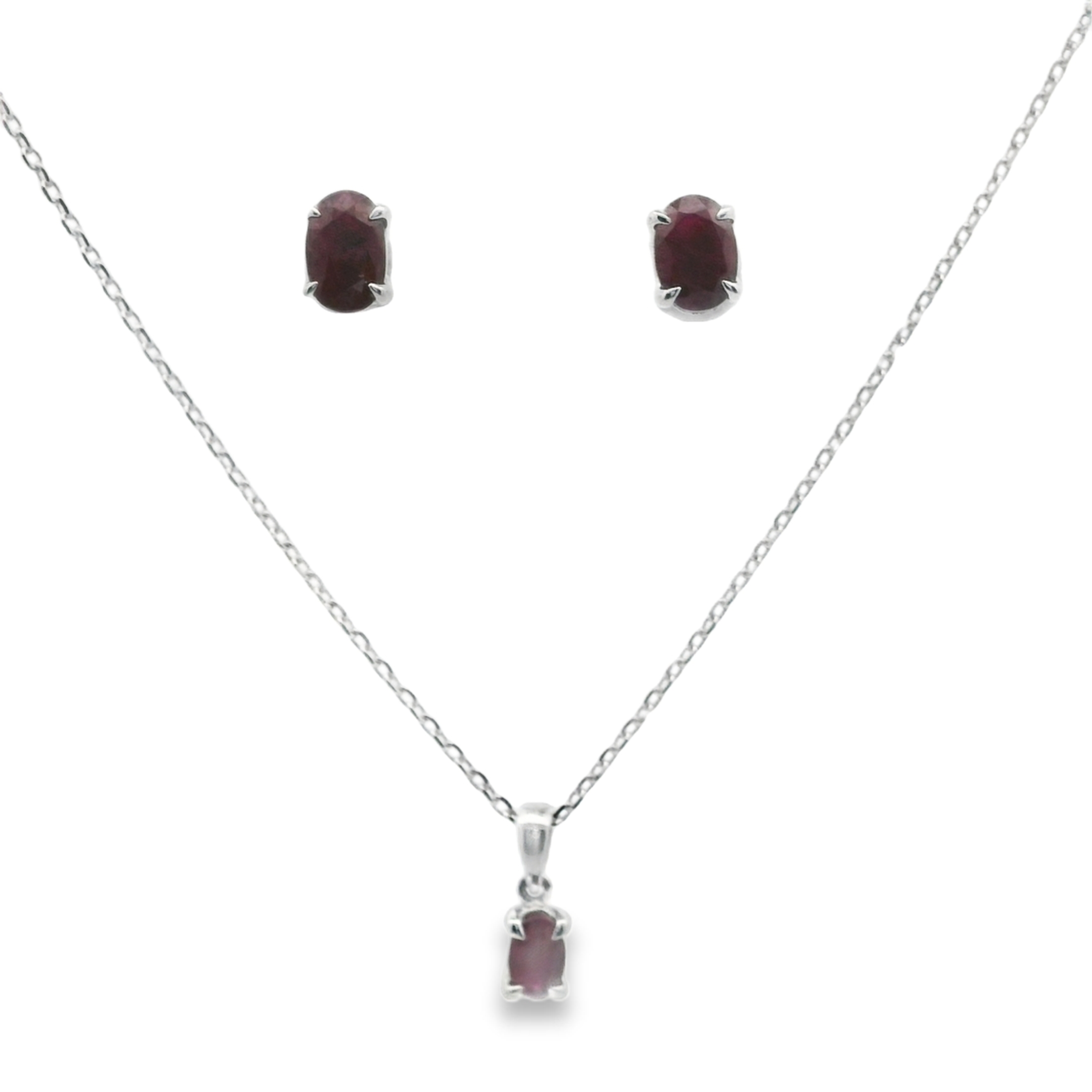 Oval Ruby Jewelry Set WG