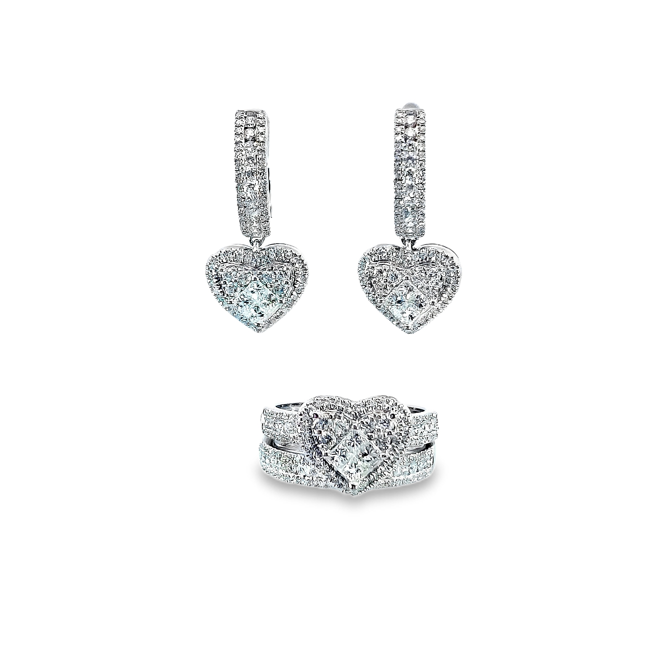 Dangling Heart Diamond Jewelry Set