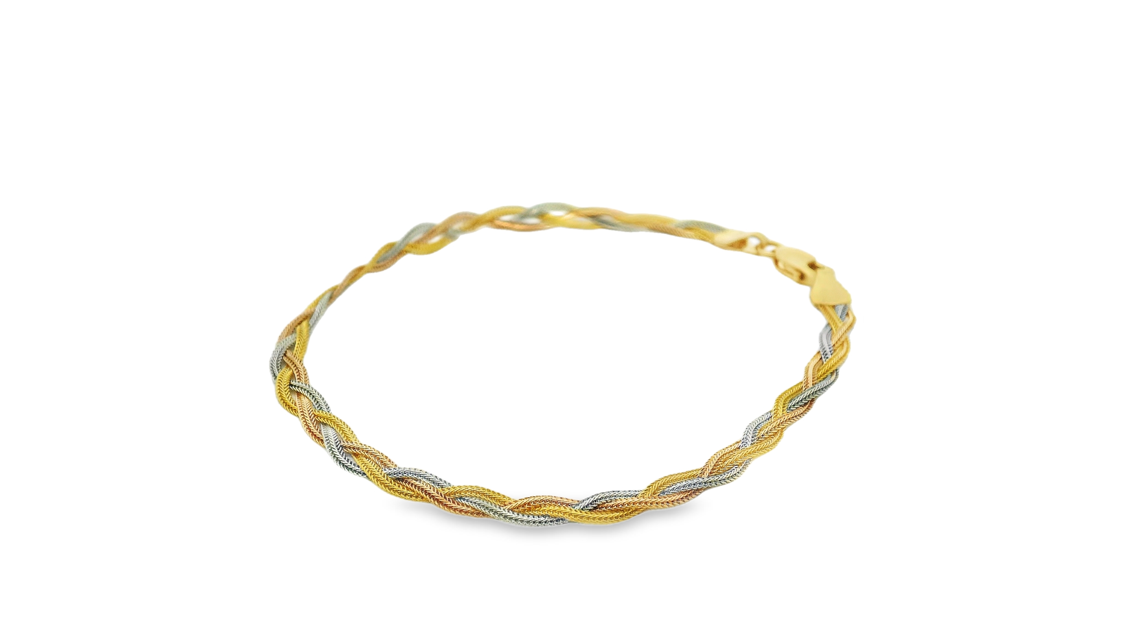 Tri-Color Gold Woven Chain Bracelet