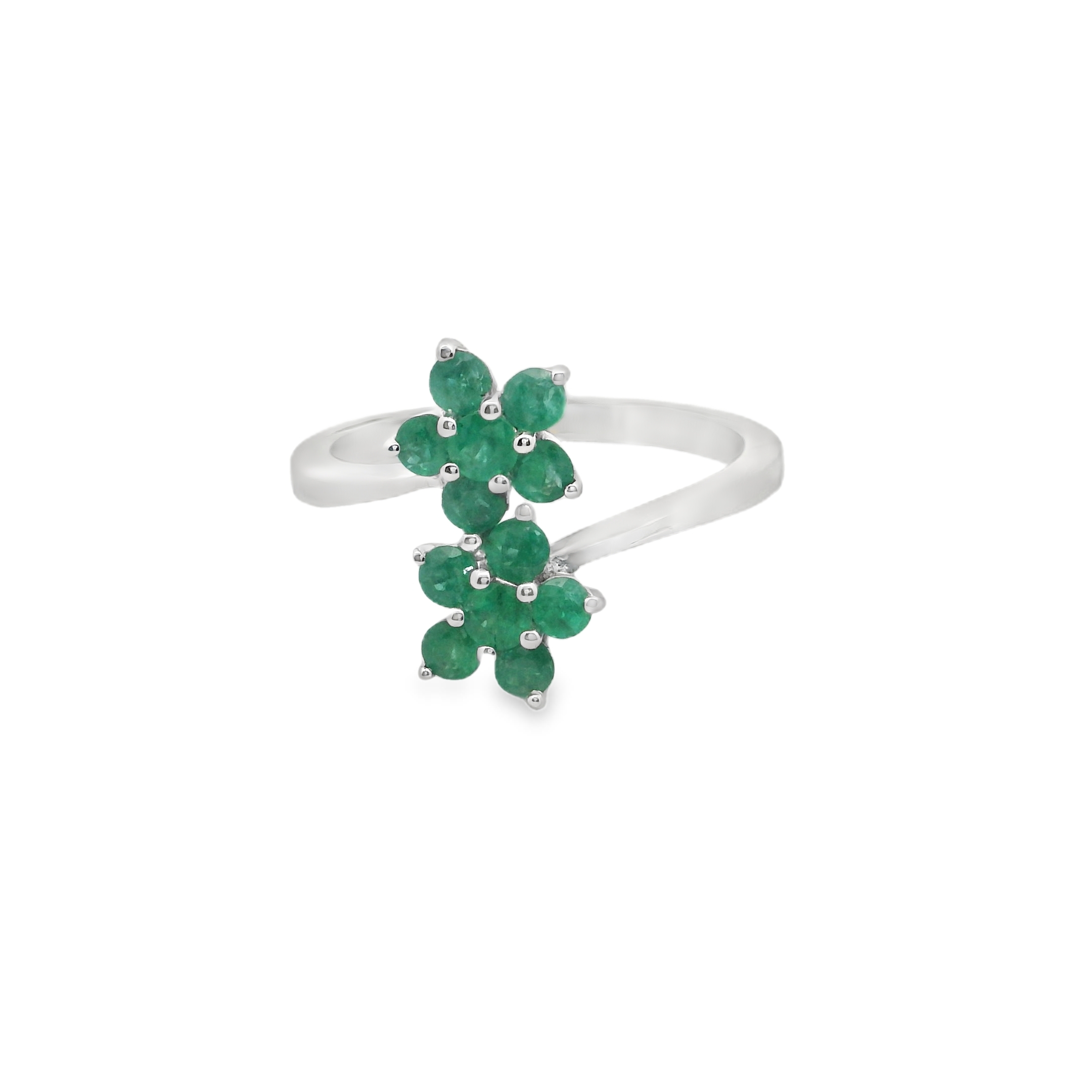 Twin Emerald Flower Ring