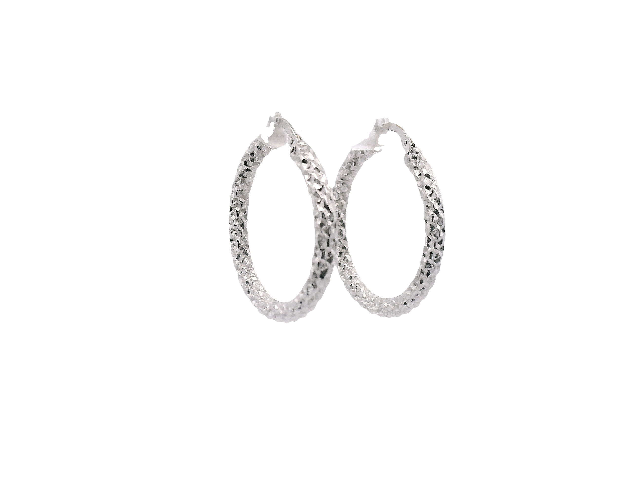 White Gold Textured Hoop