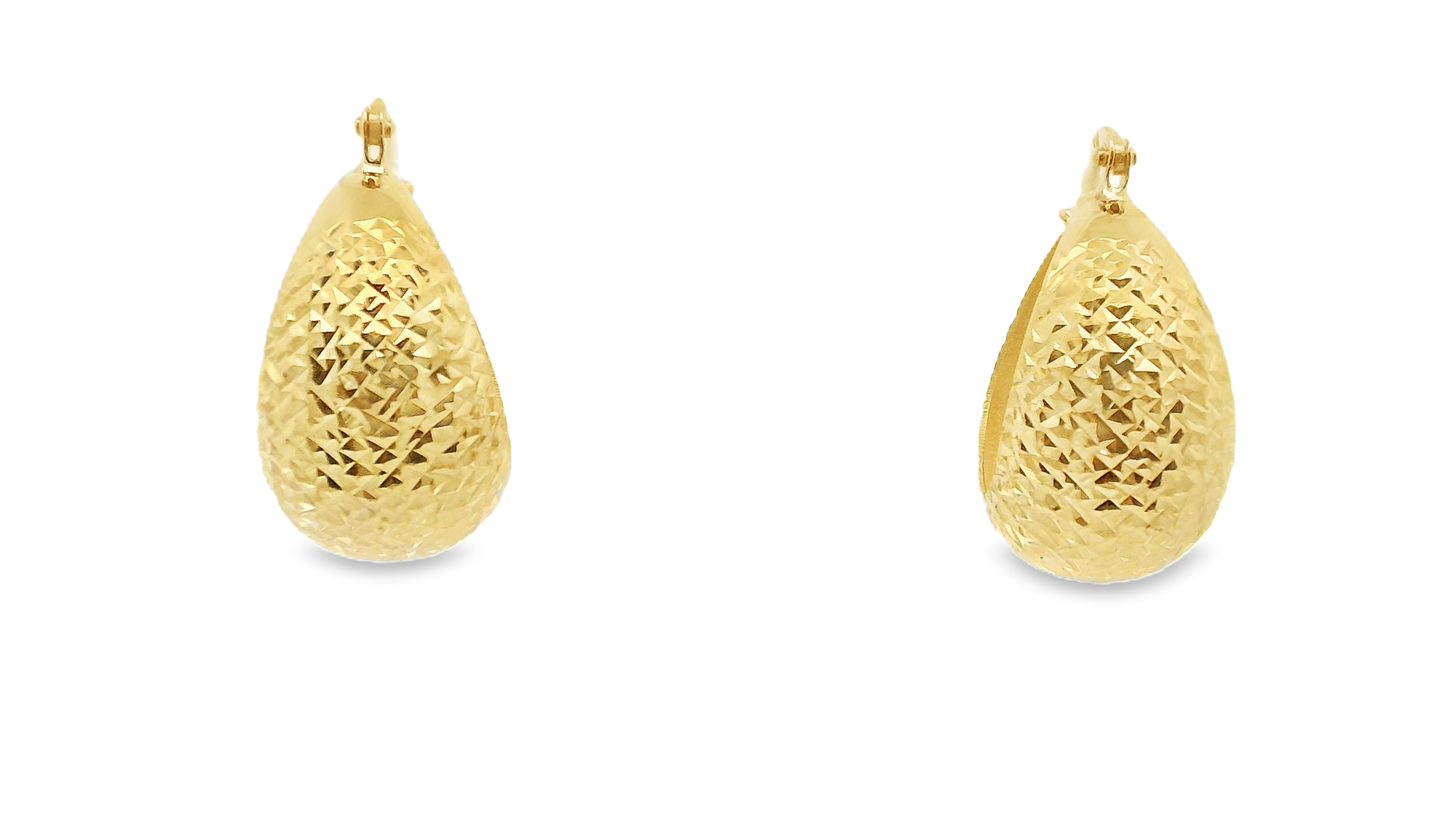 Textured Yellow Gold Hoop Earrings