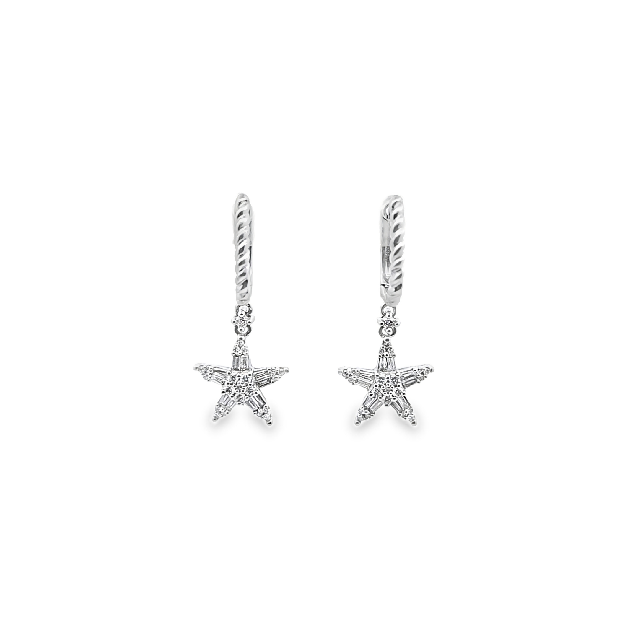 Rope Clip Dangling Diamond Star Earring