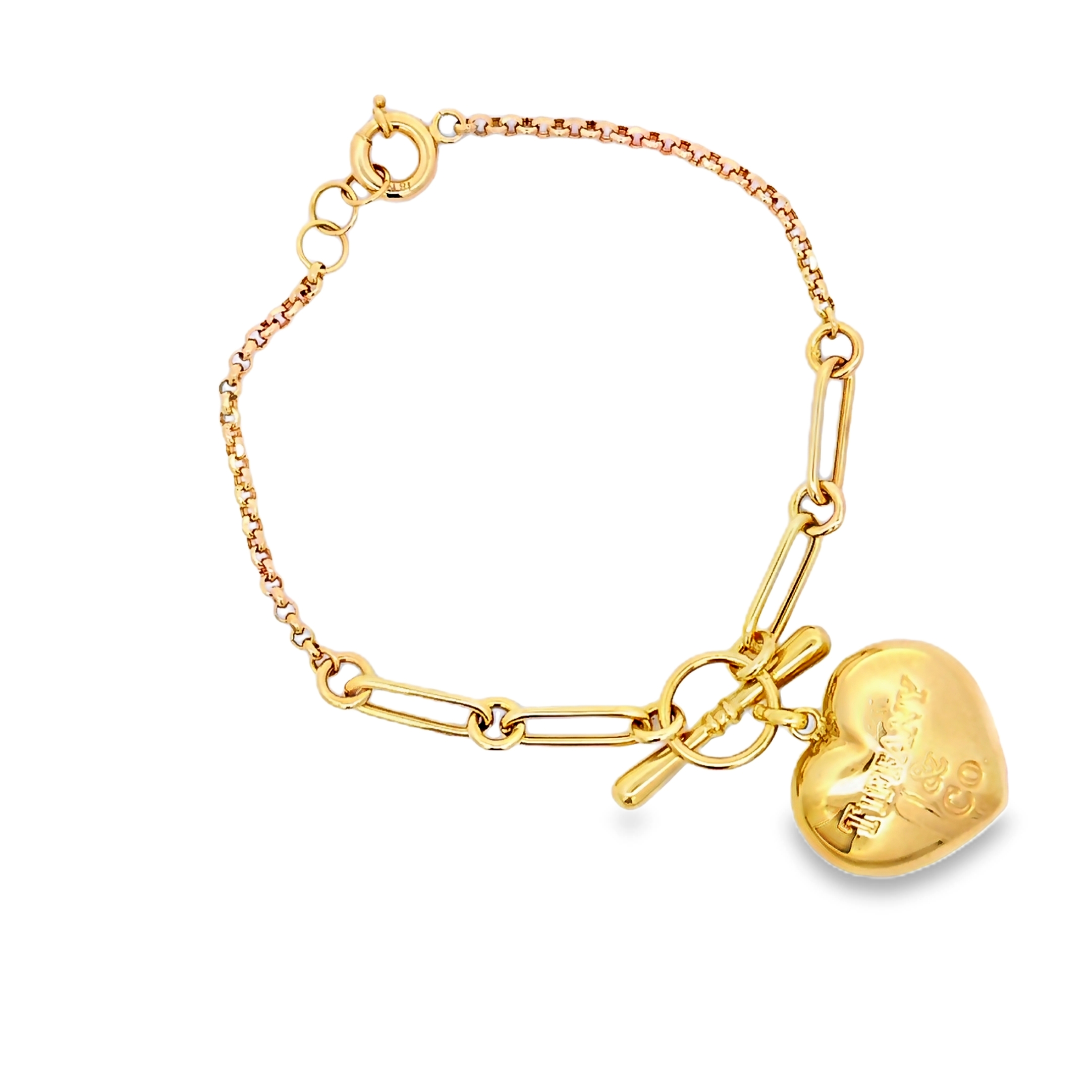 Paper Clip-Tauco Bracelet with Hollow Heart Charm