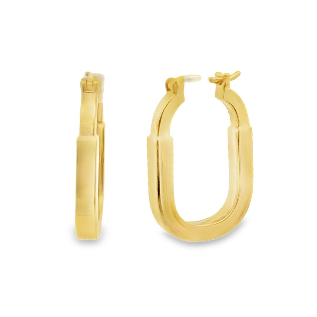 Yellow Gold Elongated Hoop Earrings