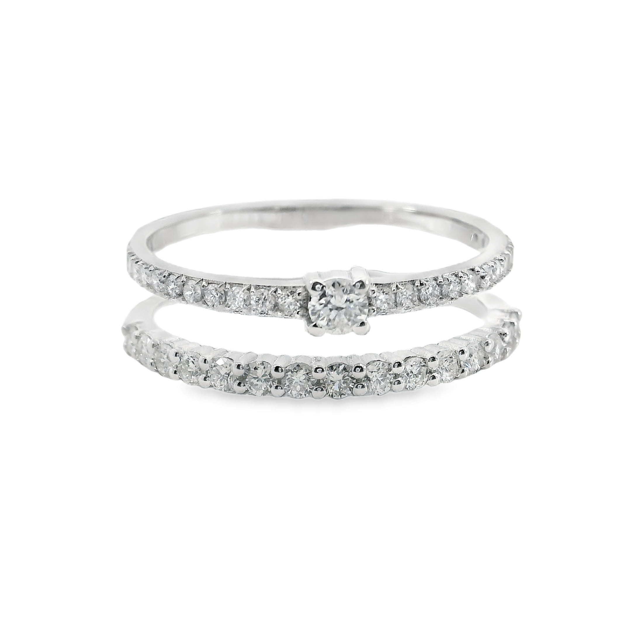 Double Eternity Diamond Ring w/ Center Stone