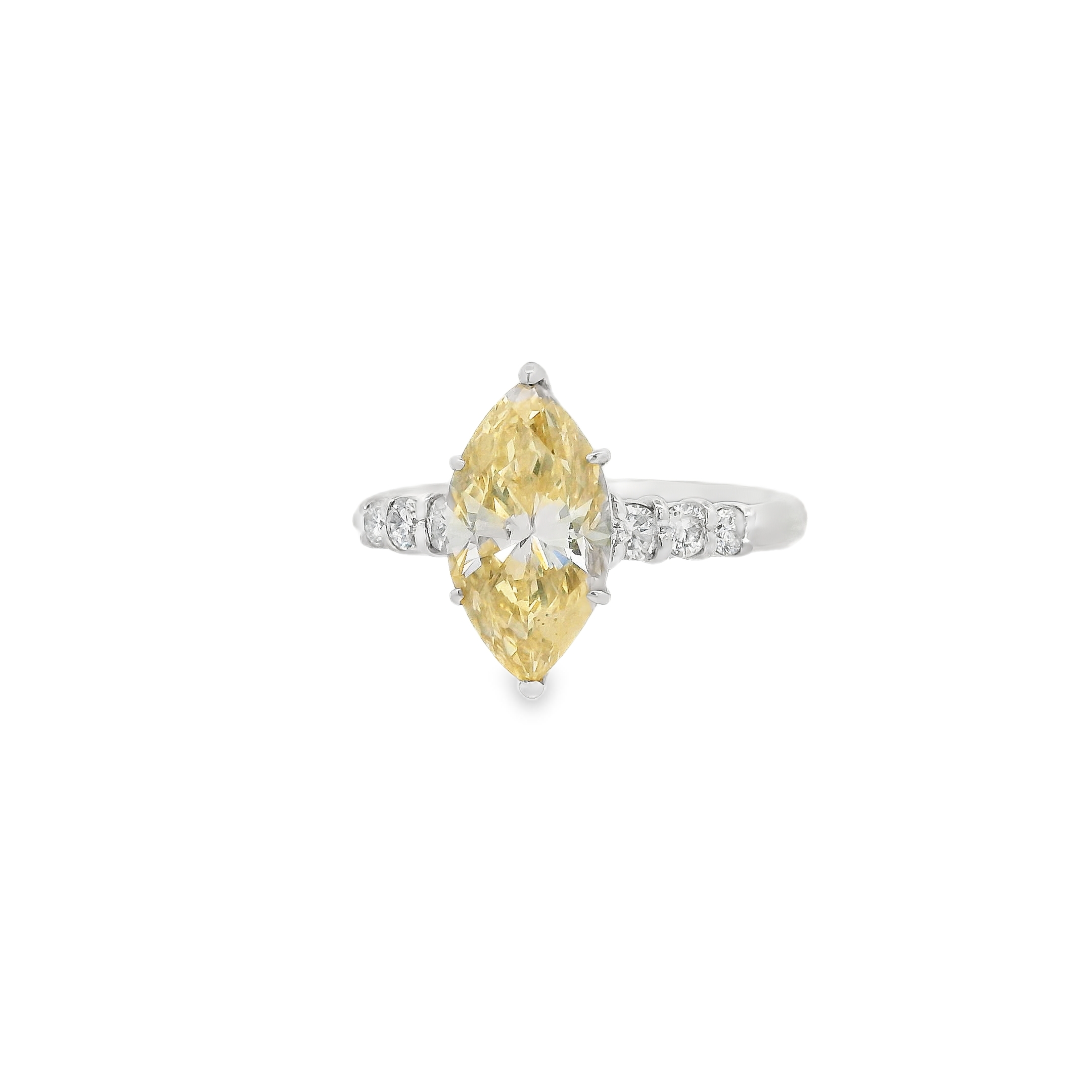 White Gold Ring with Fancy Yellow Marquise Cut Diamond