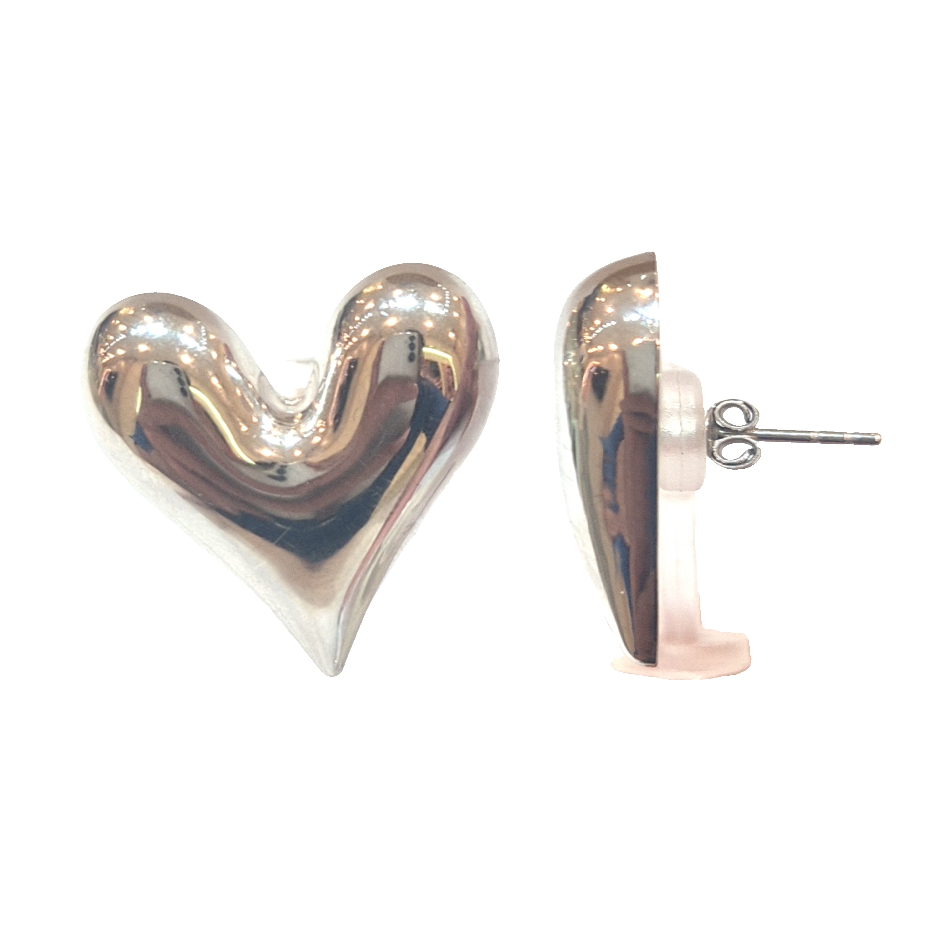 White Gold Heart Clip Type Earrings