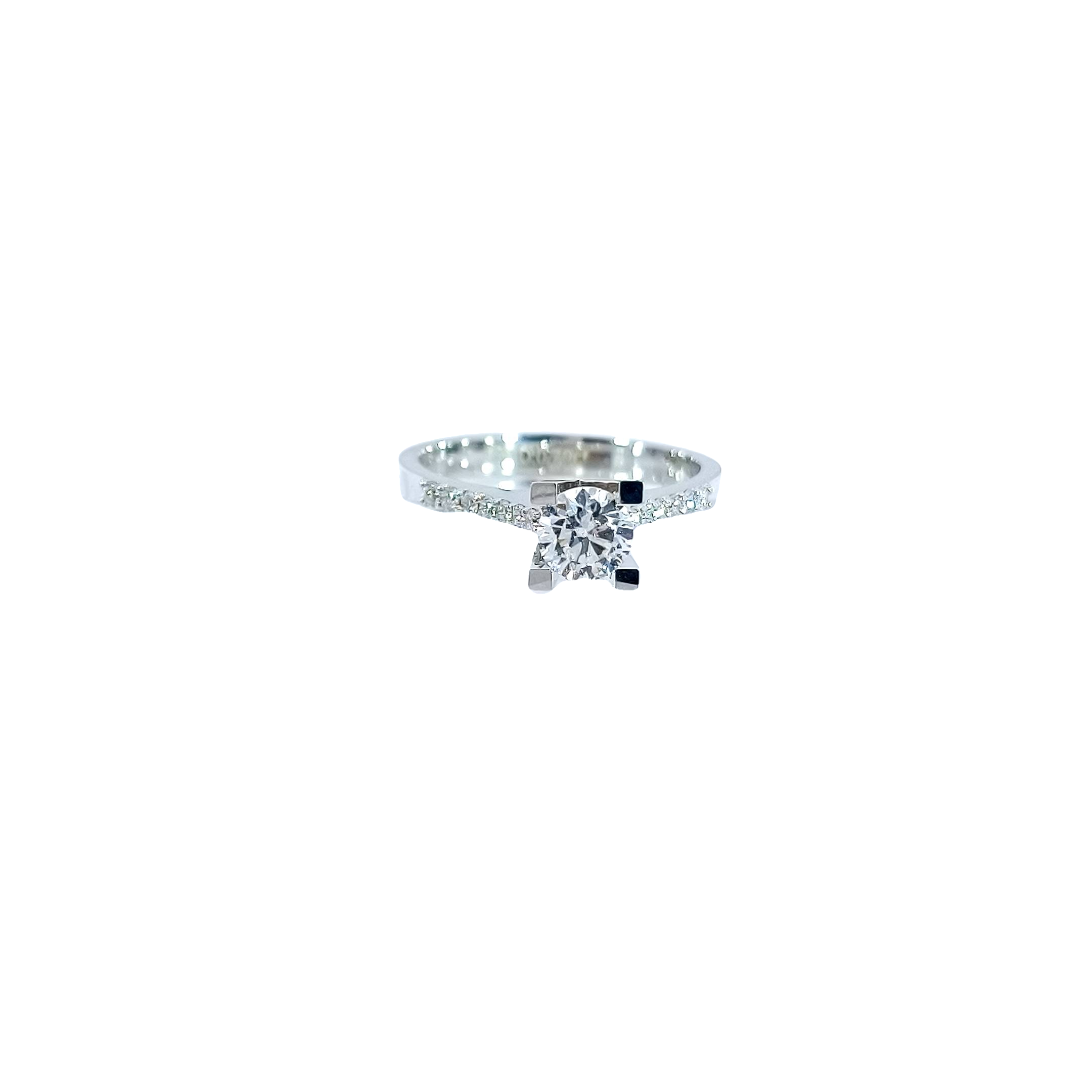 4 Prong Diamond Engagement Ring With Side Stone