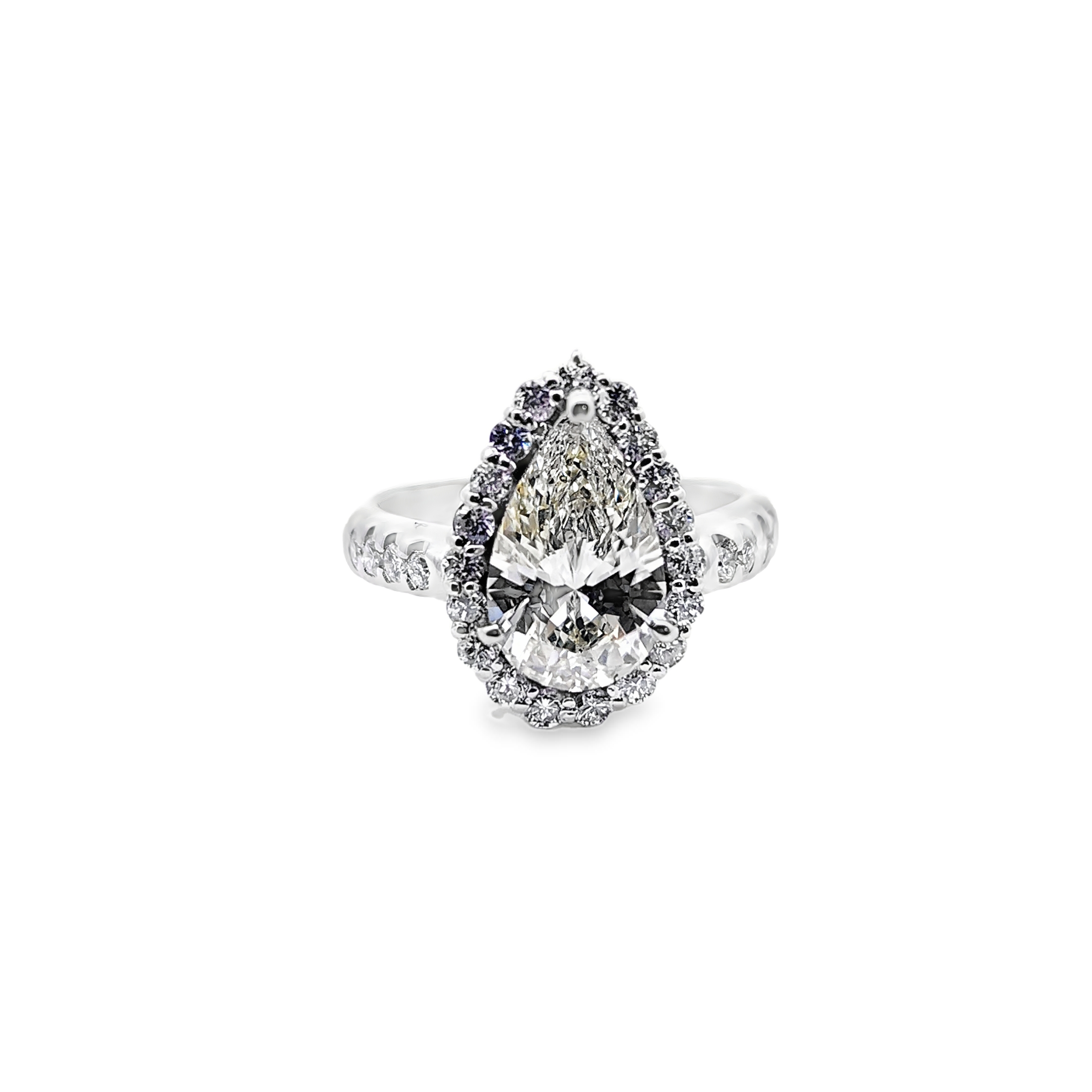 Pear Shape Diamond Ring with Side Stones