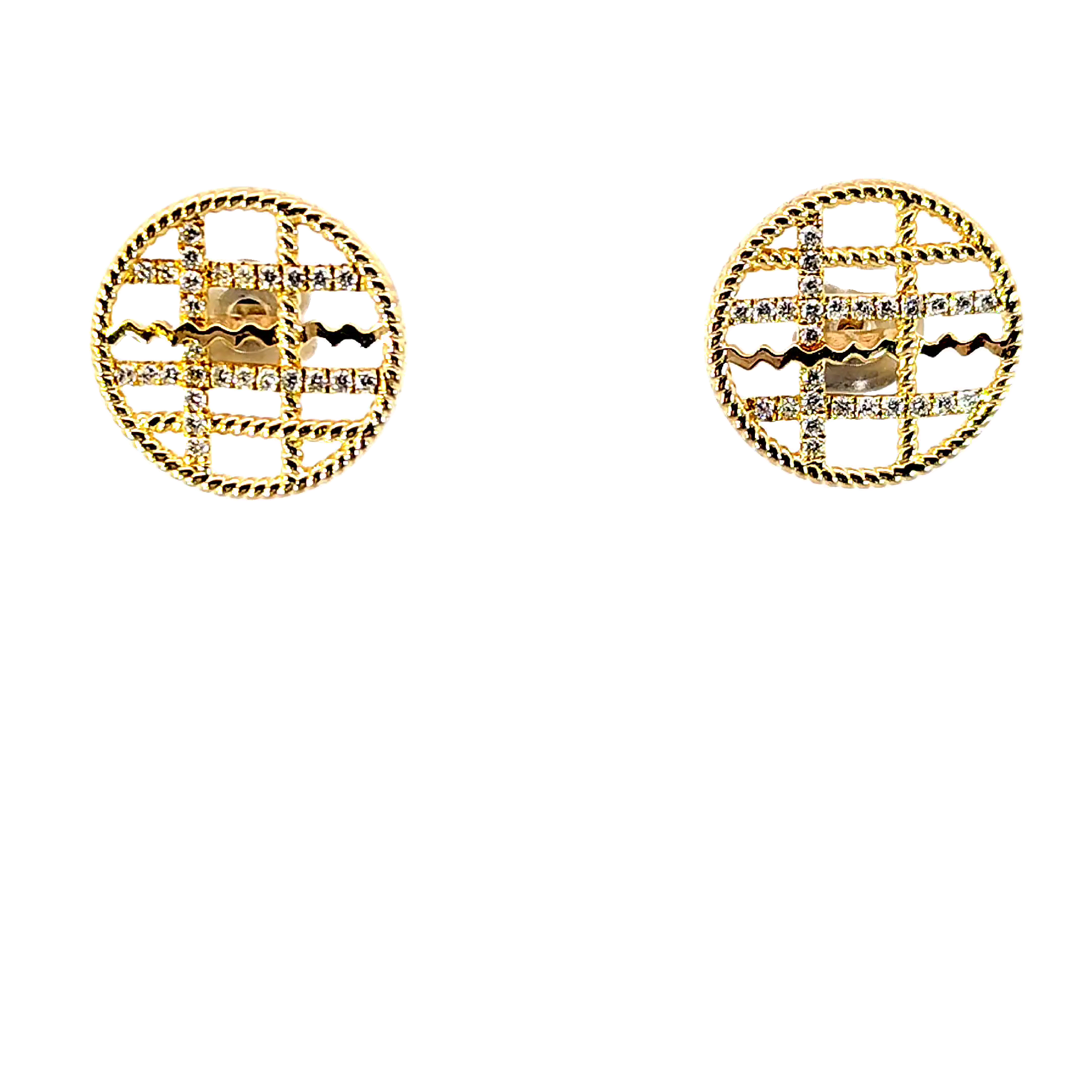 Round Basket Weave Diamond Stud Earring