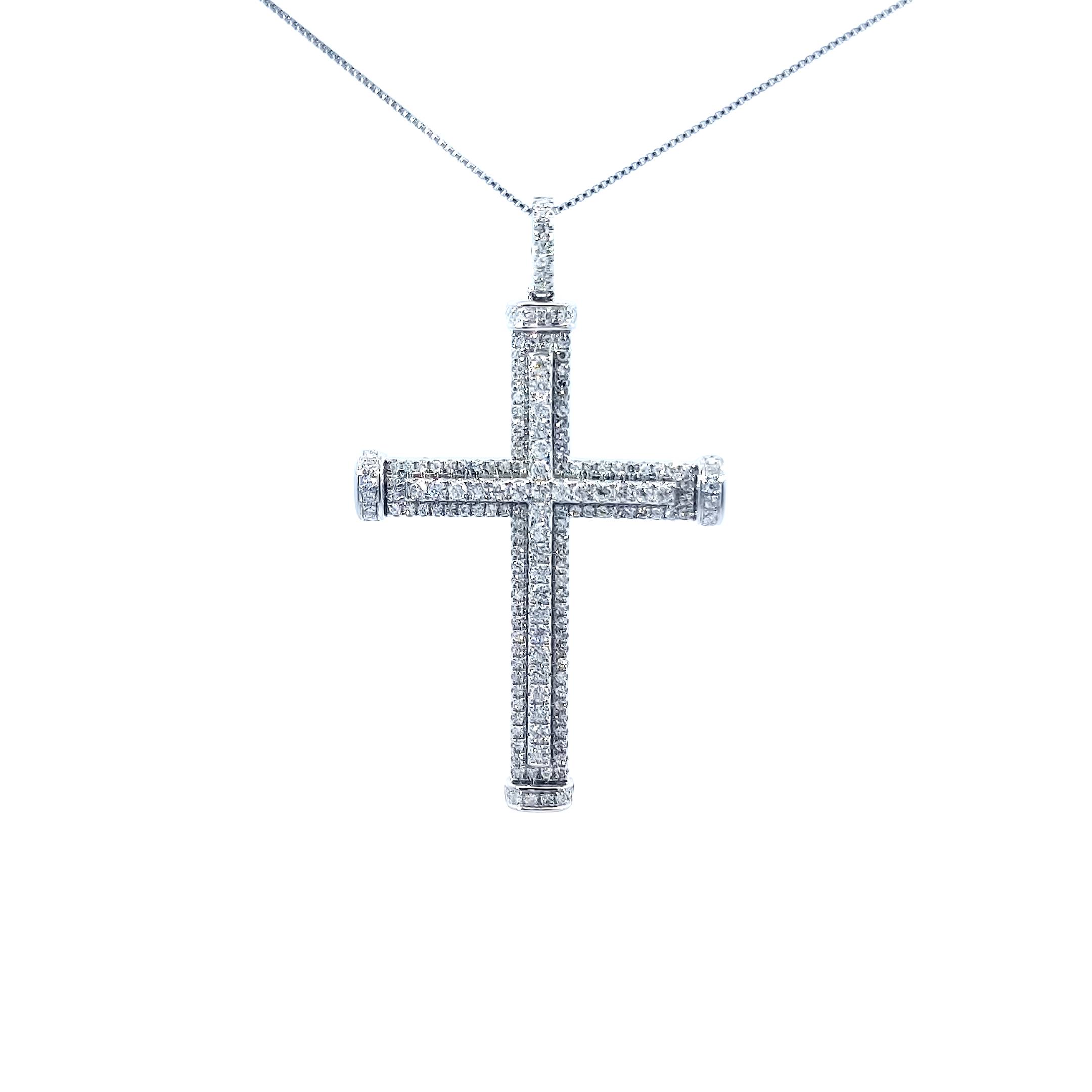 White Gold Diamond Micro Studded Cross Pendant