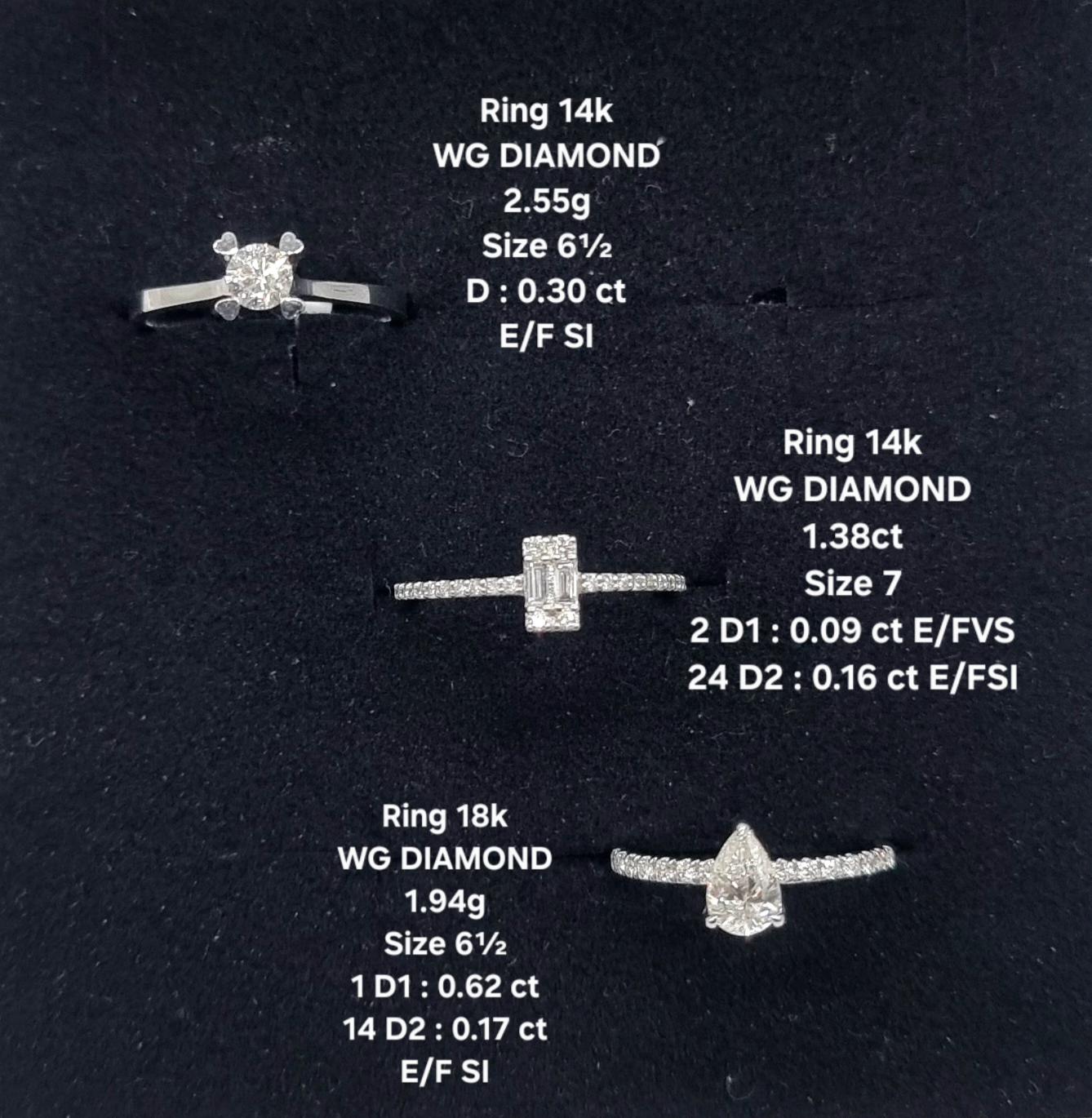 White Gold Multistone Ring with Brilliant Cut Diamond